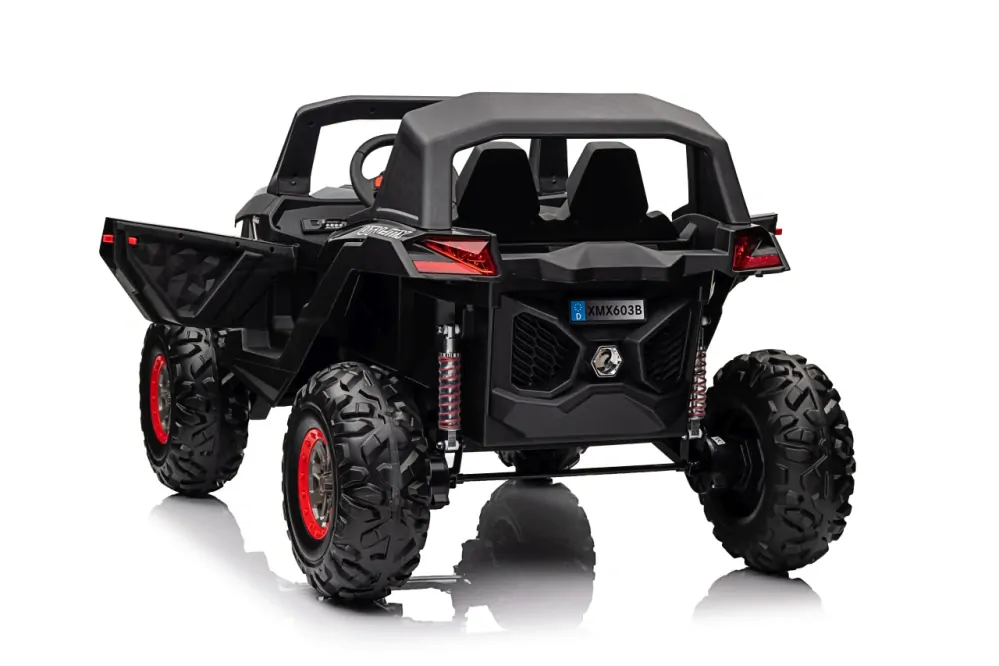 JOKO Elektrické autíčko Buggy UTV-MX 2000N 4x75W s LED Svetlom nad Sedadlom, Dvojmiestne kožené sedadlo, penové kolesá, nosnosť 50 kg, čierne