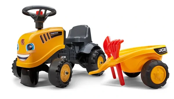 Falk, Detské odrážadlo traktor JCB s vlečkou, hrabličkami a lopatkou