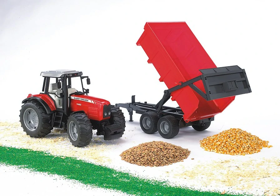 Bruder, Traktor Massey Ferguson 7480 s prívesom, 1:16
