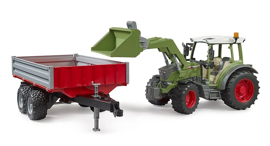 Bruder, Traktor Fendt Vario 211 s čelným nakladačom a sklápacím prívesom, 1:16