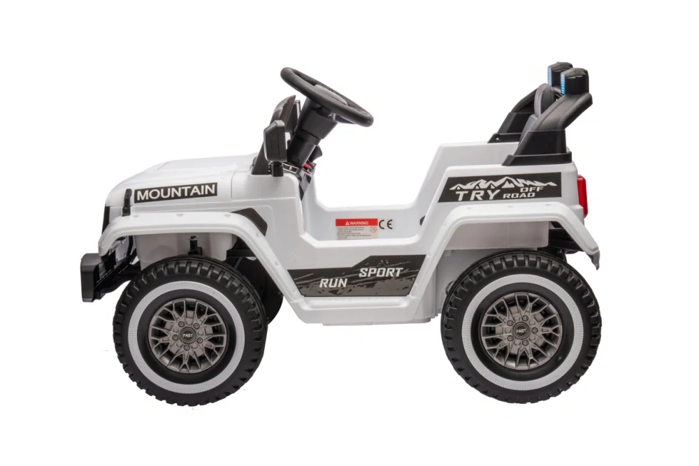 JOKO Elektrické autíčko Jeep MOUNTAIN, penové kolesá, kožené sedadlo, biele