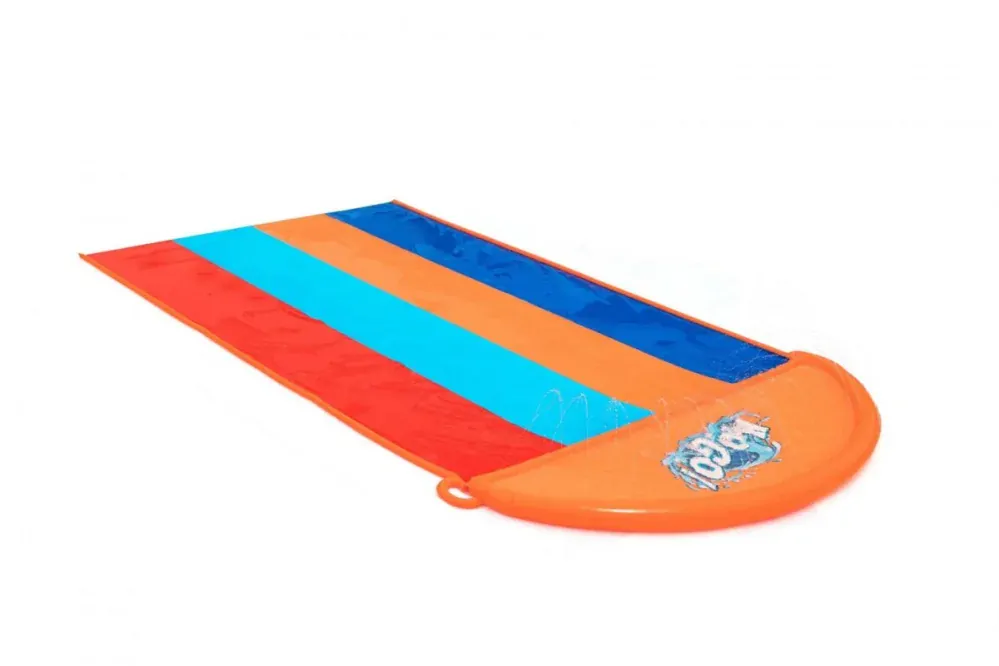 Bestway 52323 Vodná šmýkačka pre 4 deti, štvoritá šmýkačka so striekajúcou vodou 488cm