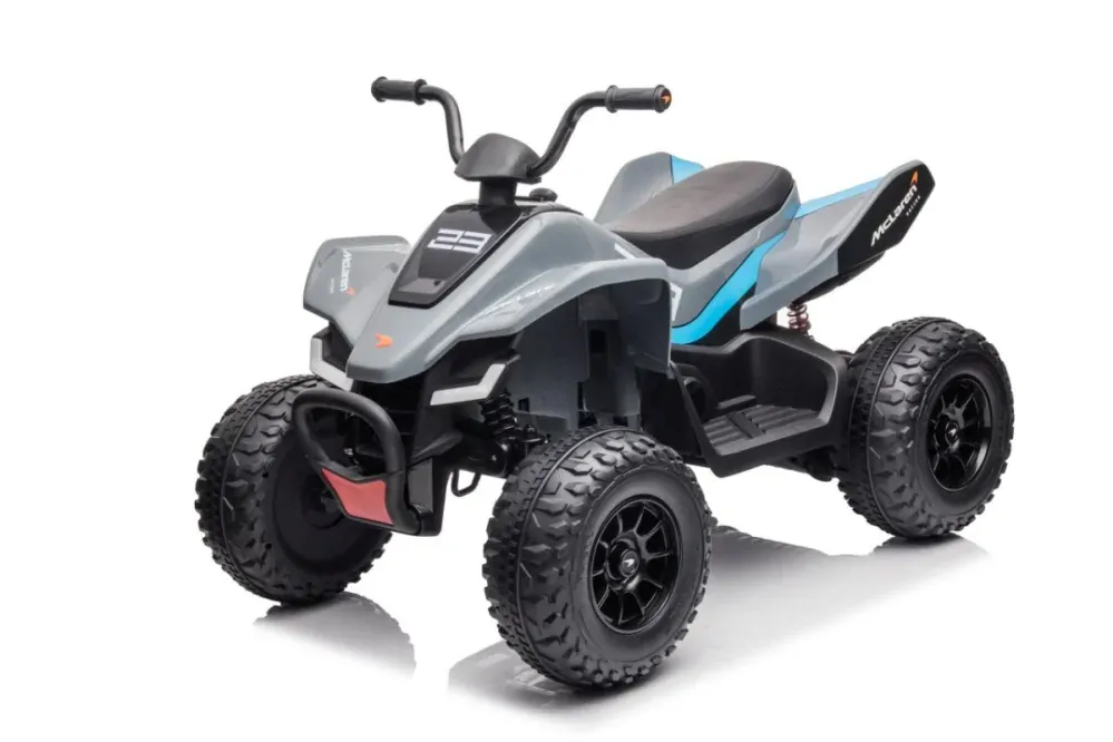 JOKO Elektrická Štvorkolka Mclaren Racing MCL 35 4x4, diaľkové ovládanie, penové kolesá, kožené sedadlo, sivá