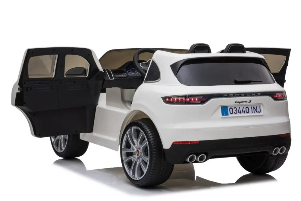 JOKO Elektrické Autíčko Porsche Cayenne S, LAKOVANÉ, penové kolesá, kožené sedadlo, biele