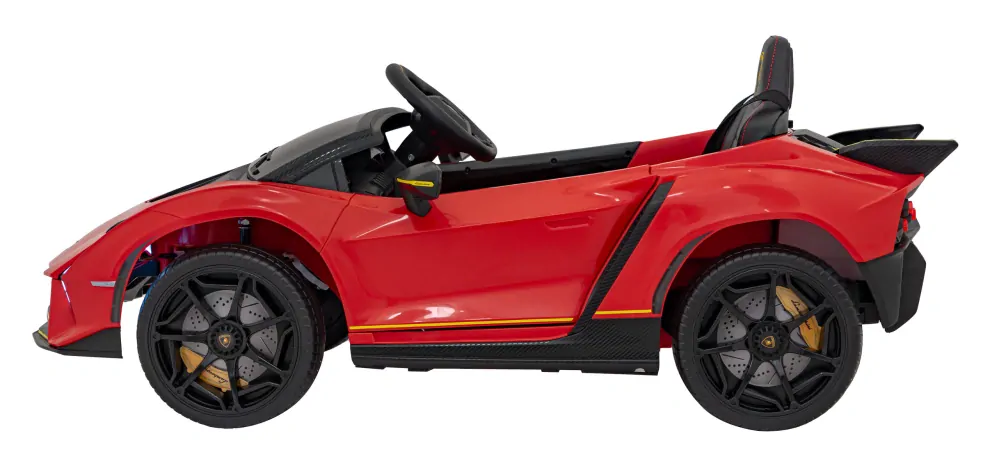 JOKO Elektrické autíčko Lamborghini Invencible 4x4, penové kolesá, kožené sedadlo, červené