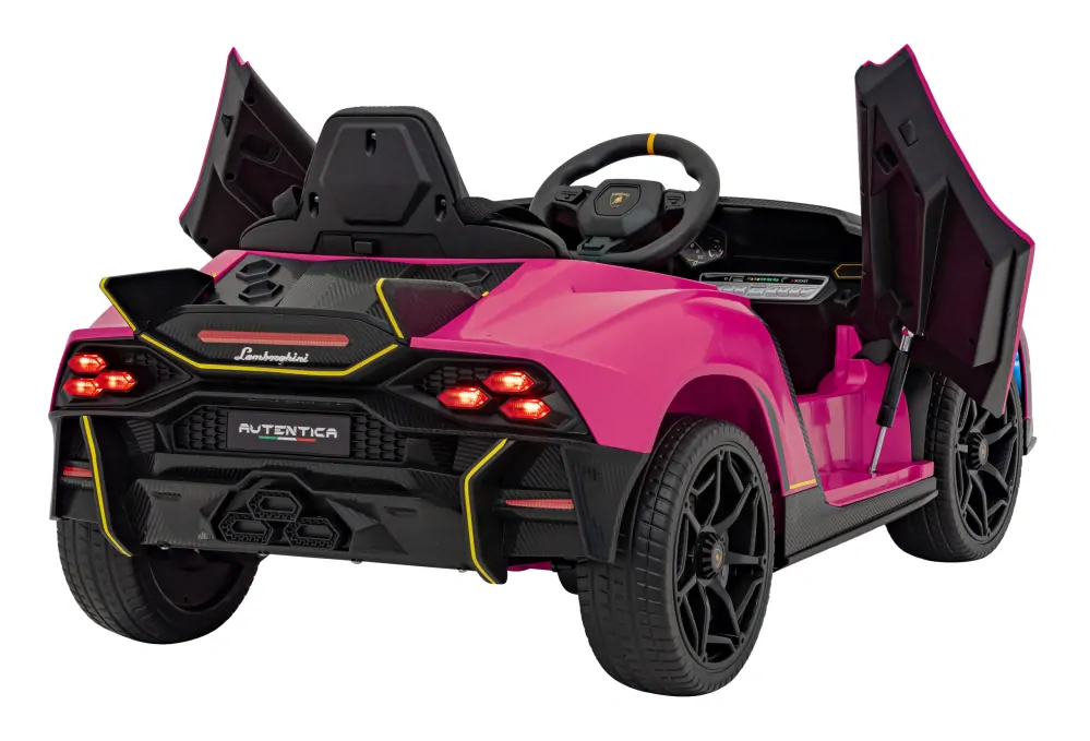 JOKO Elektrické autíčko Lamborghini Invencible 4x4, penové kolesá, kožené sedadlo, ružové