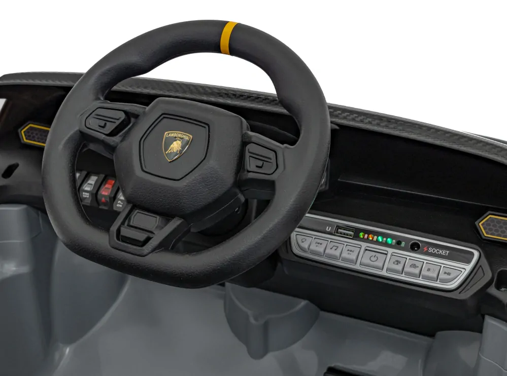 JOKO Elektrické autíčko Lamborghini Invencible 4x4, penové kolesá, kožené sedadlo, sivé