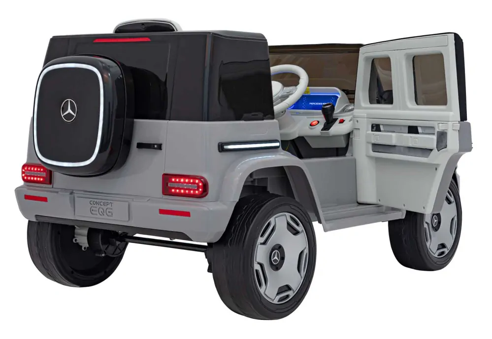 JOKO Elektrické Autíčko Mercedes Benz EQG 4x4, penové kolesá, kožené sedadlo, Prídavné LED svetlá, sivé
