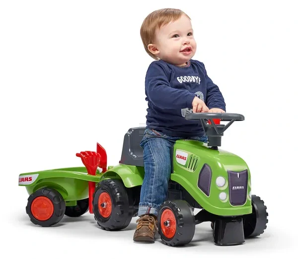 Falk, Detské odrážadlo traktor Claas s vlečkou, hrabličkami a lopatkou