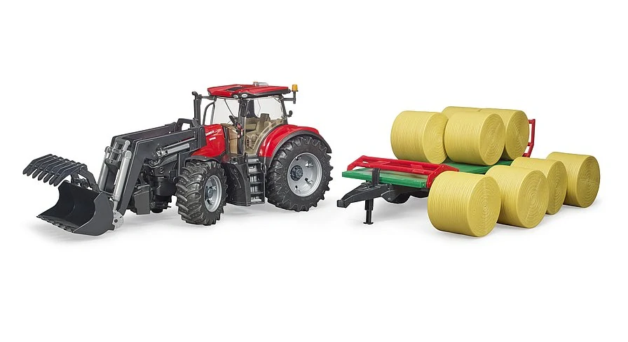 Bruder, Traktor Case IH Optum 300 CVX s čelným nakladačom a prívesom, 1:16