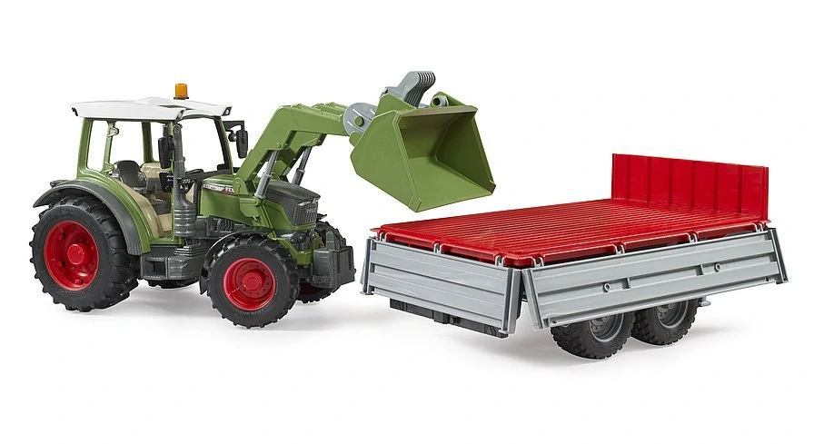 Bruder, Traktor Fendt Vario 211 s čelným nakladačom a sklápacím prívesom, 1:16
