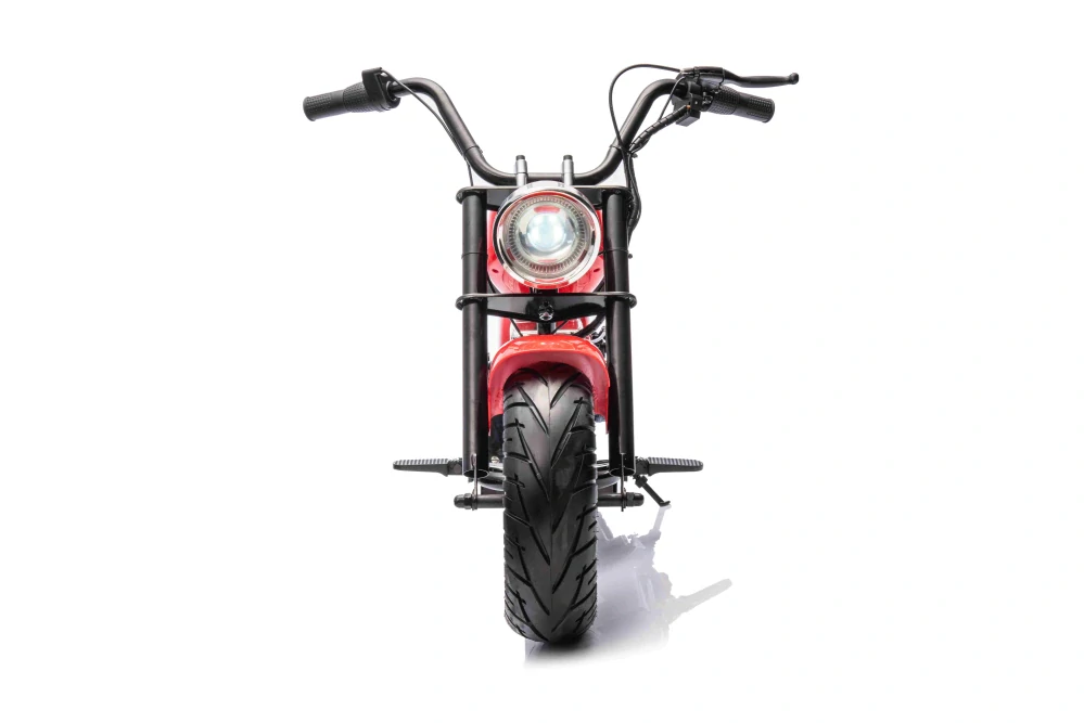 JOKO Elektrická Motorka Chopper Warrior 350W, 36V, nosnosť 80kg, Nafukovacie kolesá, kožené sedadlo, červená