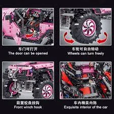 JOKO Technická Stavebnica Auto Jeep Off-road Pink 2471ks s Medvedíkom, ružové