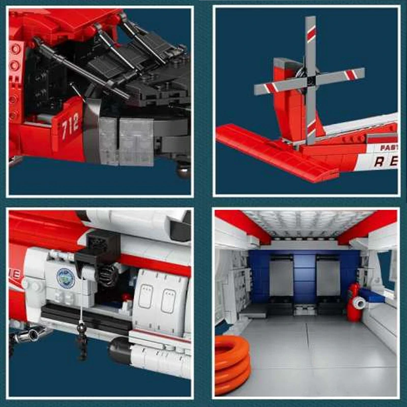 JOKO Technická Stavebnica Záchranársky Vrtulník HH-60J 1137ks 67cm, červený
