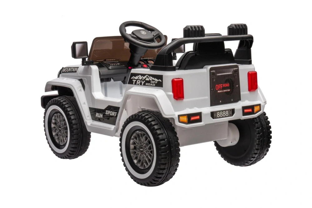 JOKO Elektrické autíčko Jeep MOUNTAIN, penové kolesá, kožené sedadlo, biele