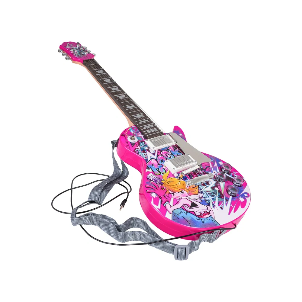JOKO Sada Detská Elektrická Gitara s Kombom a Mikrofónom, ružová