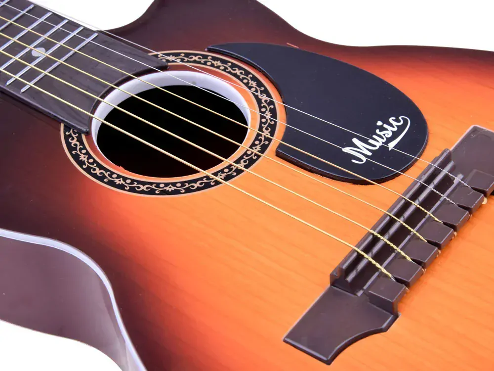 JOKO Detská plastová gitara, 6 kovové struny, hnedá