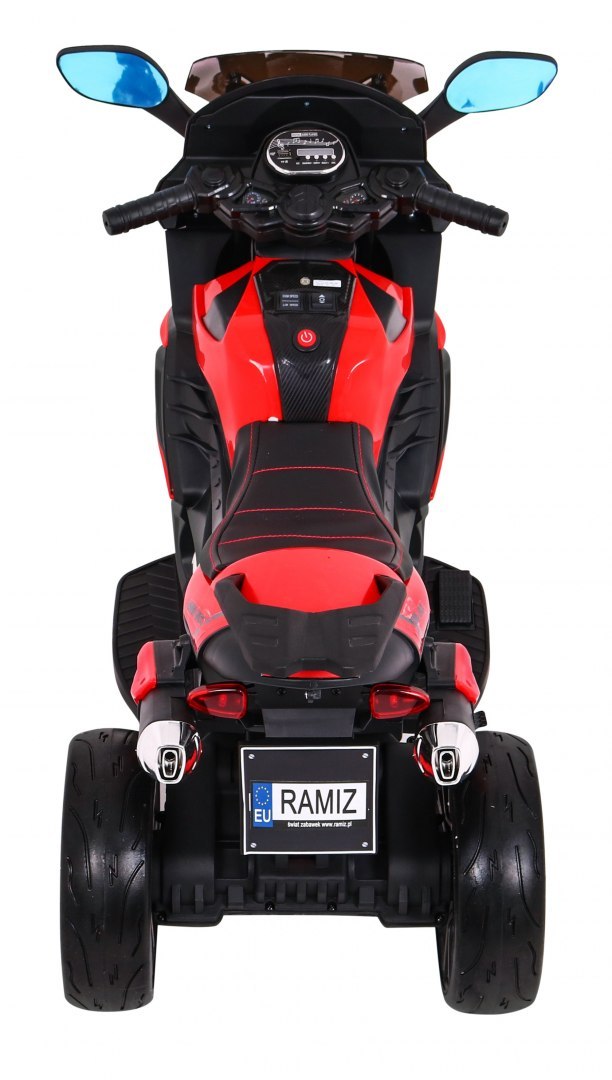 JOKO Elektrická motorka Grand Sport 102cm, kožené sedadlo, penové kolesá, červená