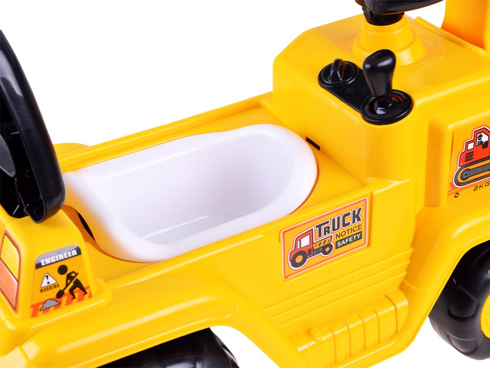 JOKO Detské odrážadlo bager Excavator s pohyblivým ramenom + nočník, žlté