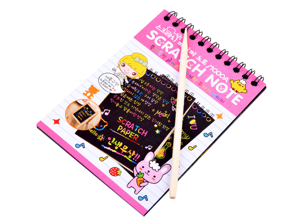 JOKO Škrabací/Vyškrabovací notes duhový + drevený stylus, ružový