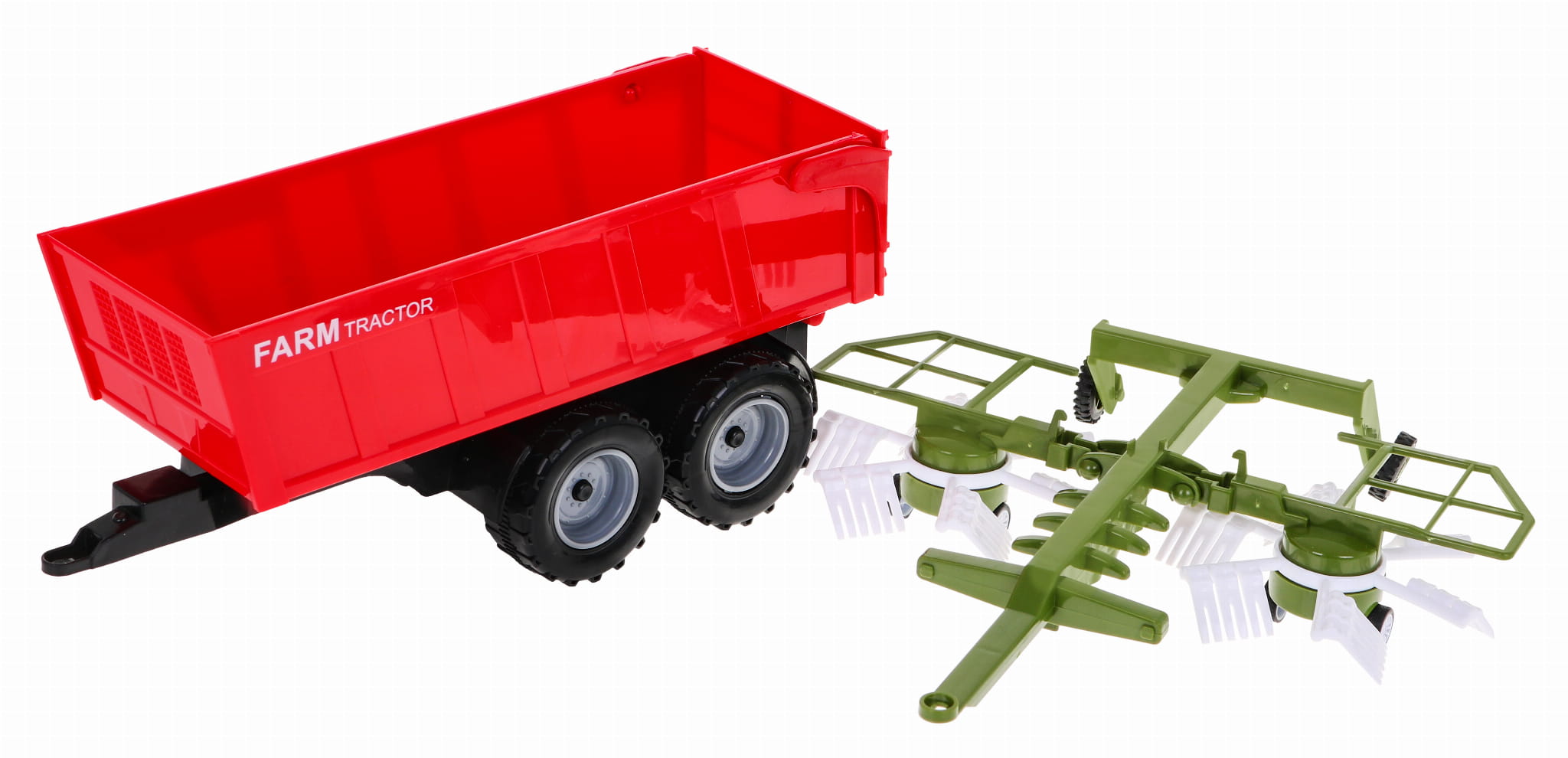 JOKO Traktor s vyklápacou vlečkou 44cm + hrabačka