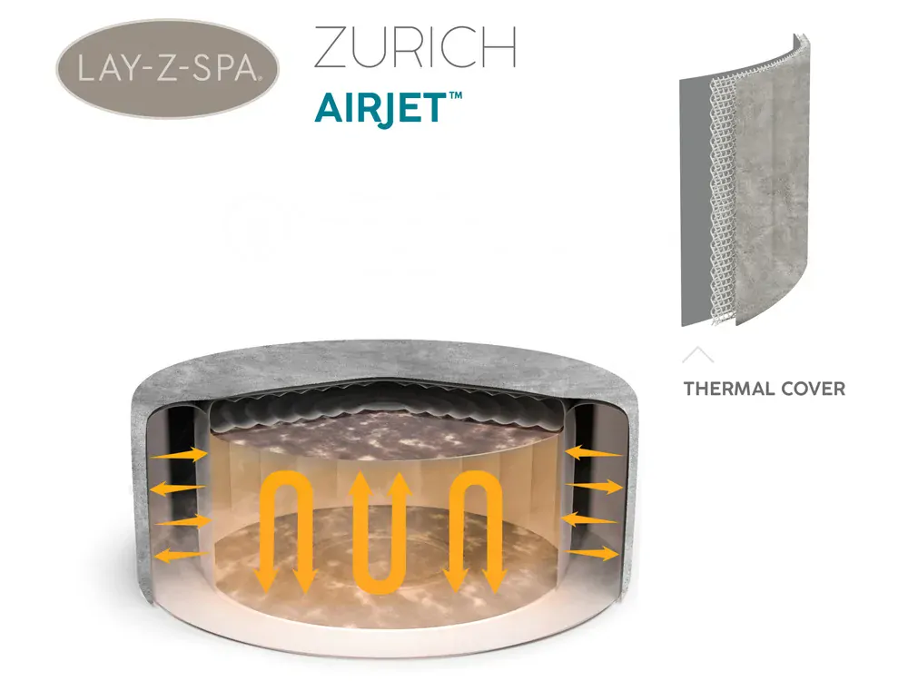 Bestway 60065 Vírivka Jacuzzi Lay-Z-Spa Zurich pre 4 osoby, priemer 180cm, sivá 