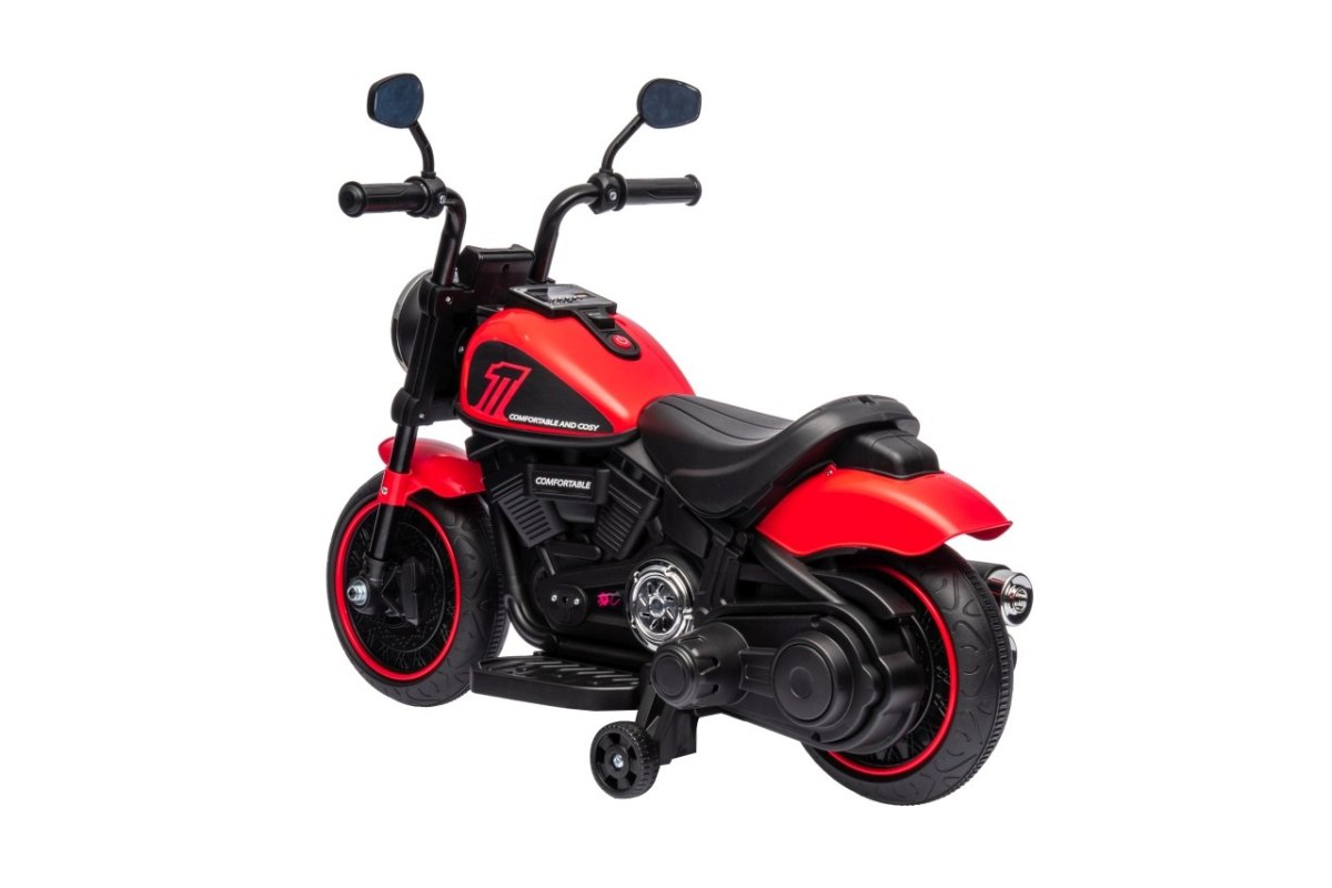 JOKO Elektrická Motorka Chopper FASTER, FM rádio, červená