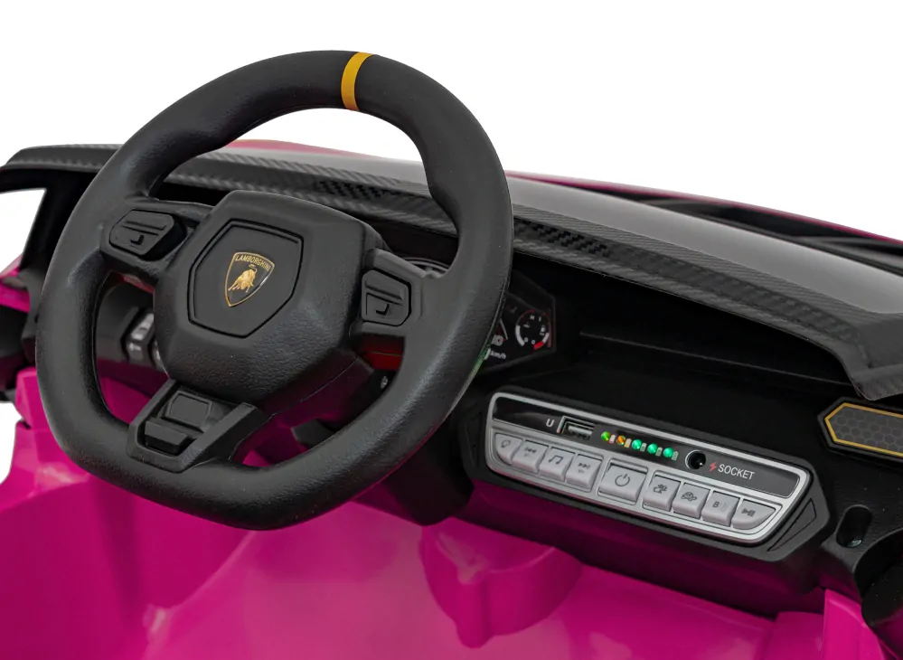 JOKO Elektrické autíčko Lamborghini Invencible 4x4, penové kolesá, kožené sedadlo, ružové