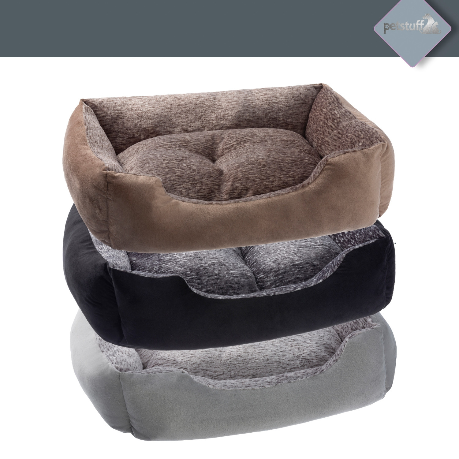 PETSTUFF Pelech pre Psa, mačku, vankúš 90 x 65 X 22 cm, hnedý