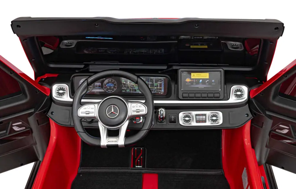 JOKO Elektrické autíčko Mercedes Benz G63 AMG XXL 4x200W 24V, penové kolesá, DVOJMIESTNE kožené sedadlo, Nosnosť 80kg, červené