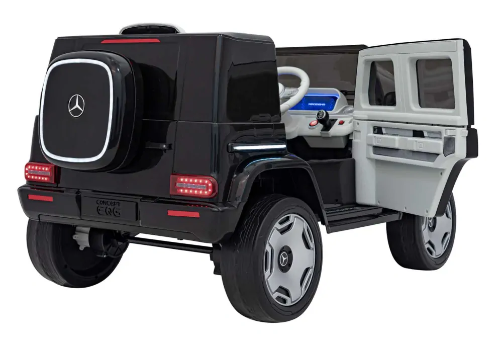 JOKO Elektrické Autíčko Mercedes Benz EQG 4x4, penové kolesá, kožené sedadlo, Prídavné LED svetlá, čierne