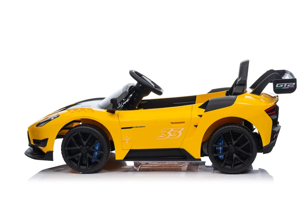 JOKO Elektrické Autíčko Maserati MC20 GT2 4x4, penové kolesá, kožené sedadlo, Rádio, žlté
