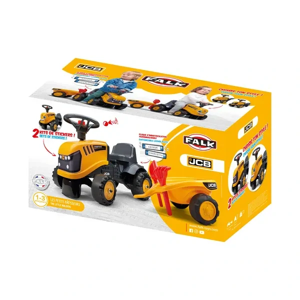 Falk, Detské odrážadlo traktor JCB s vlečkou, hrabličkami a lopatkou