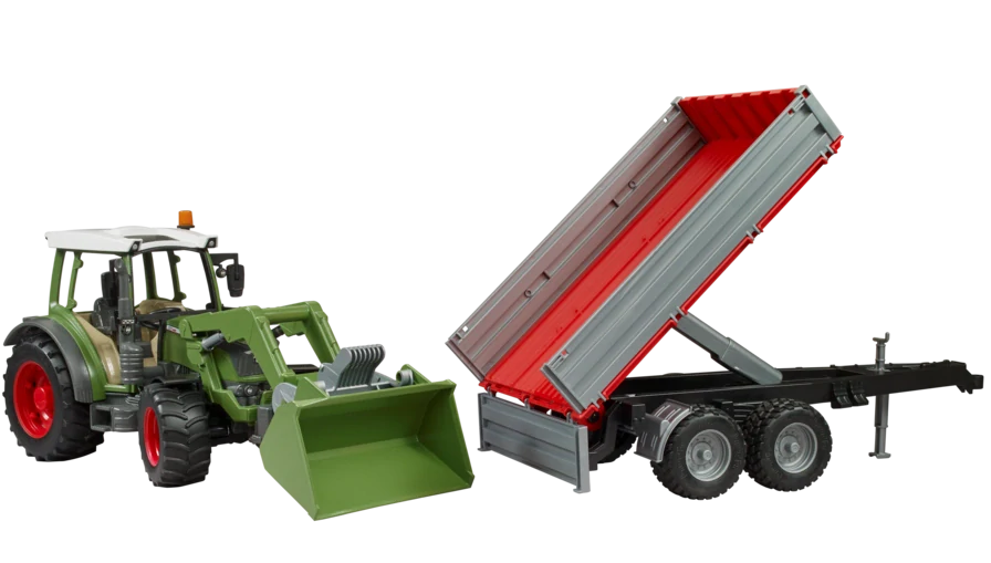 Bruder, Traktor Fendt Vario 211 s čelným nakladačom a sklápacím prívesom, 1:16
