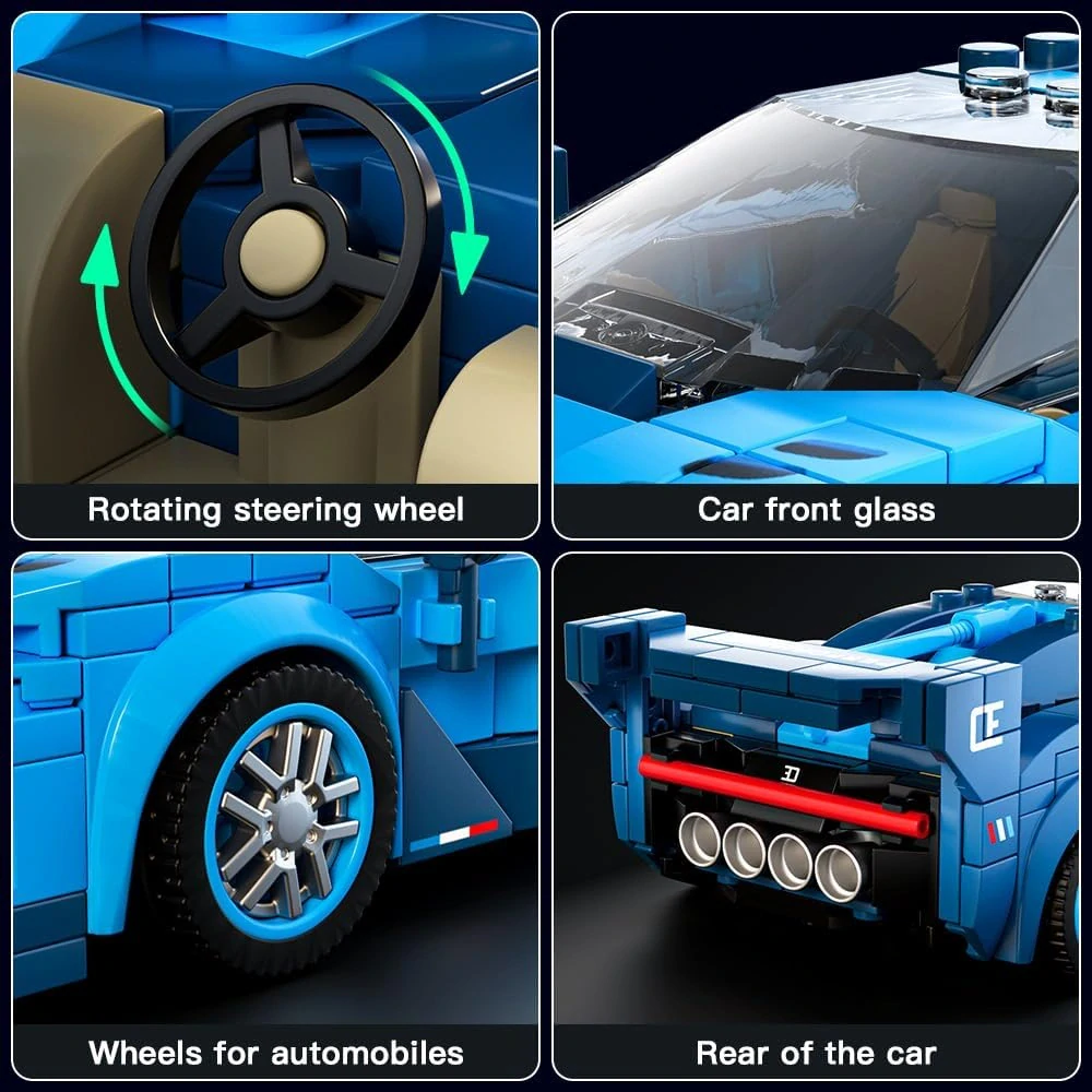 Mould King Technická Stavebnica Pretekárske Auto Speed Champions GT Racing 336ks + Vitrína, modré