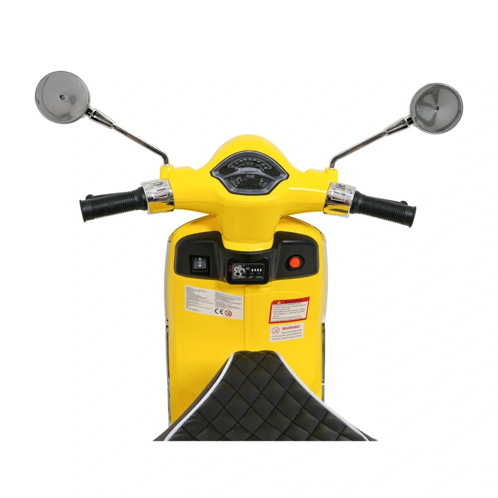 JOKO Elektrická Motorka Skúter Vespa ROMA, kožené sedalo, penové kolesá, žltá