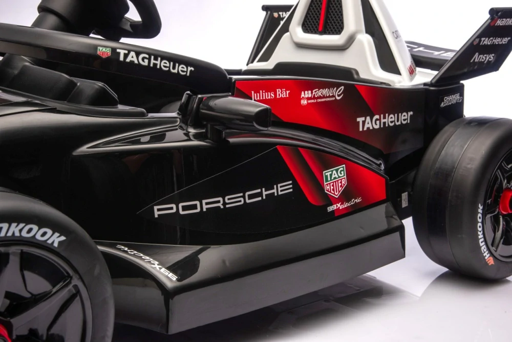 JOKO Elektrické Autíčko, Elektrická Formula Porsche Formula E, penové kolesá, kožené sedadlo, čierna