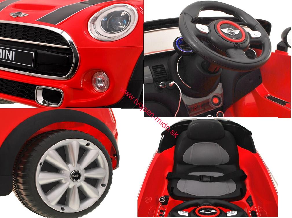 JOKO Elektrické autíčko MINI Cooper, Licencia Mp3 RC, červené