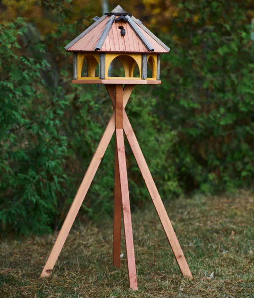 MKSTOR Drevené kŕmitko pre vtáky 62x52x45cm, vtáčia búdka