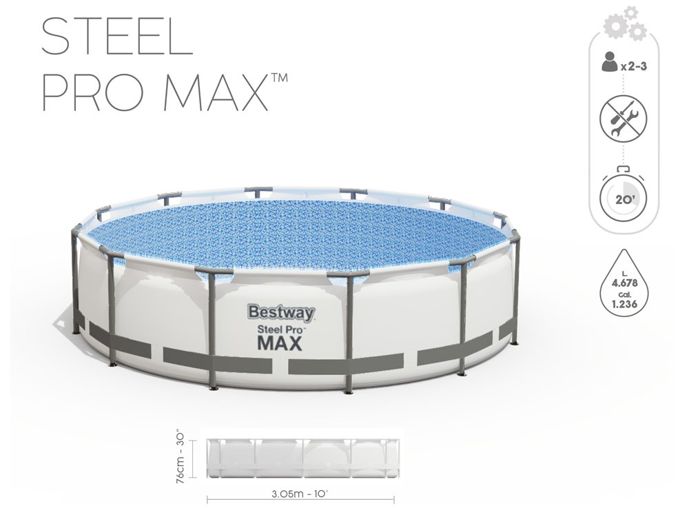 Bestway 5612Z Bazén s kovovou konštrukciou Steel Pro MAX 488cm x 122cm + čerpadlo + plachta + rebrík