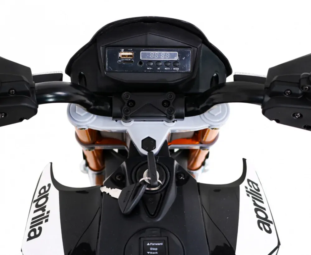 JOKO Elektrická Motorka Aprilia, penové kolesá, kožené sedadlo, čierna