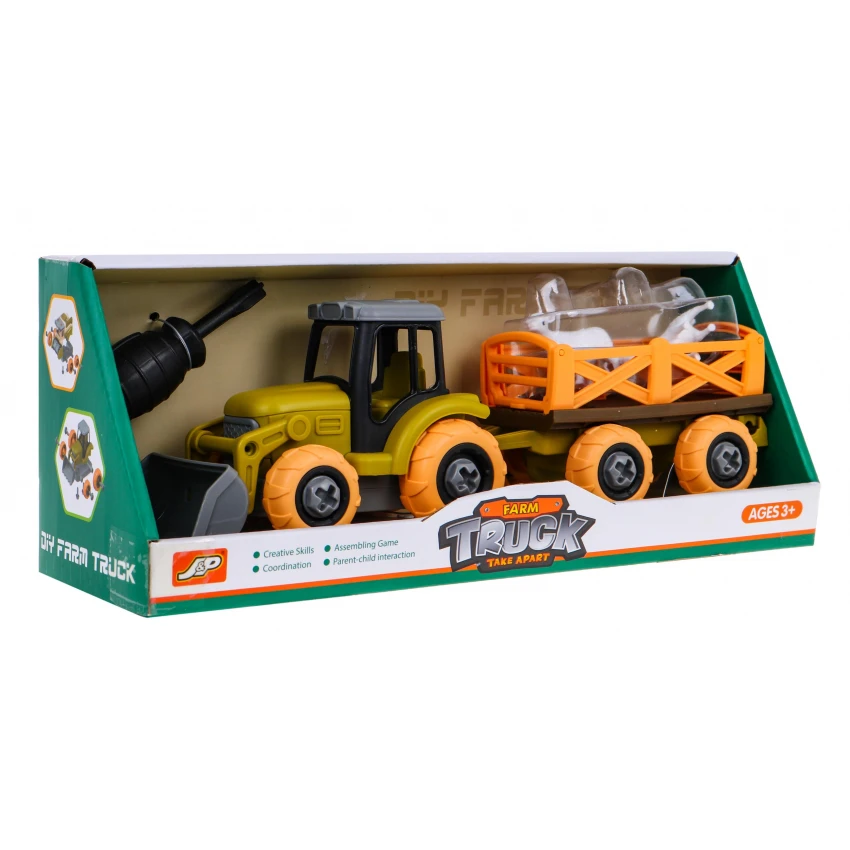 JOKO Skrutkovací Traktor s vlečkou a lyžicou 30cm + 2 ovečky