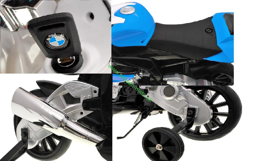 JOKO Elektrická motorka BMW S1000 + penové kolesá, modrá