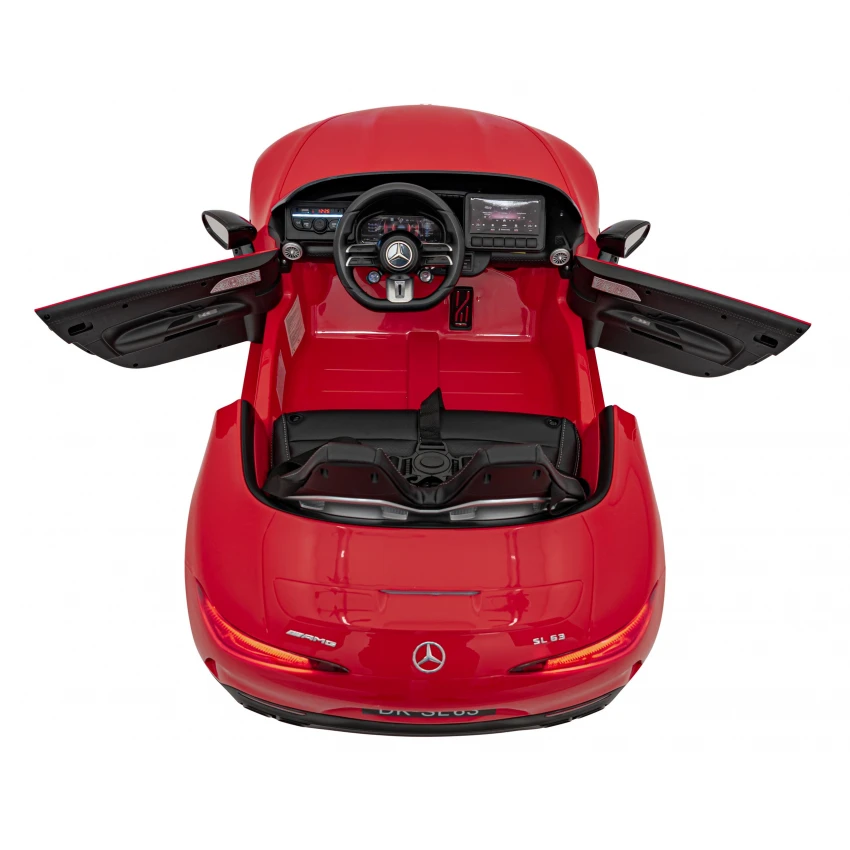 JOKO Elektrické autíčko Mercedes Benz AMG SL63 4x4, penové kolesá, kožené sedadlo, FM rádio, červené