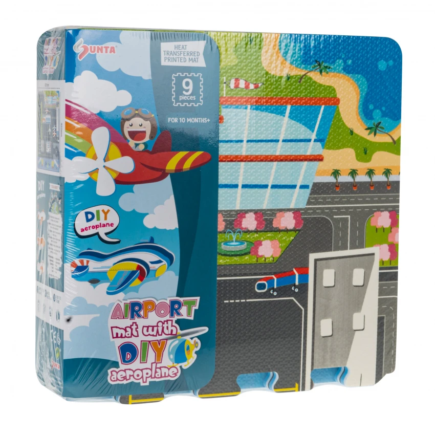 JOKO Detské Penové Puzzle Letisko s Lietadlami 9ks + 3D Penové lietadlo