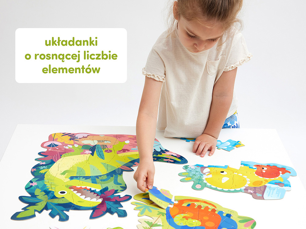 CzuCzu Detské Progresívne Puzzle Dinosaury 4v1