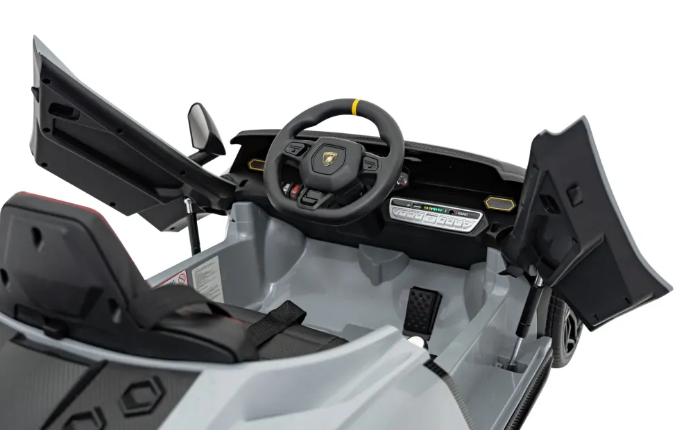 JOKO Elektrické autíčko Lamborghini Invencible 4x4, penové kolesá, kožené sedadlo, sivé
