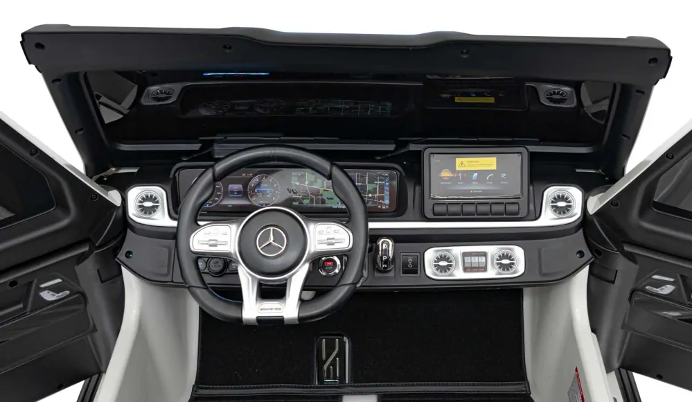 JOKO Elektrické autíčko Mercedes Benz G63 AMG XXL 4x200W 24V, penové kolesá, DVOJMIESTNE kožené sedadlo, Nosnosť 80kg, biele