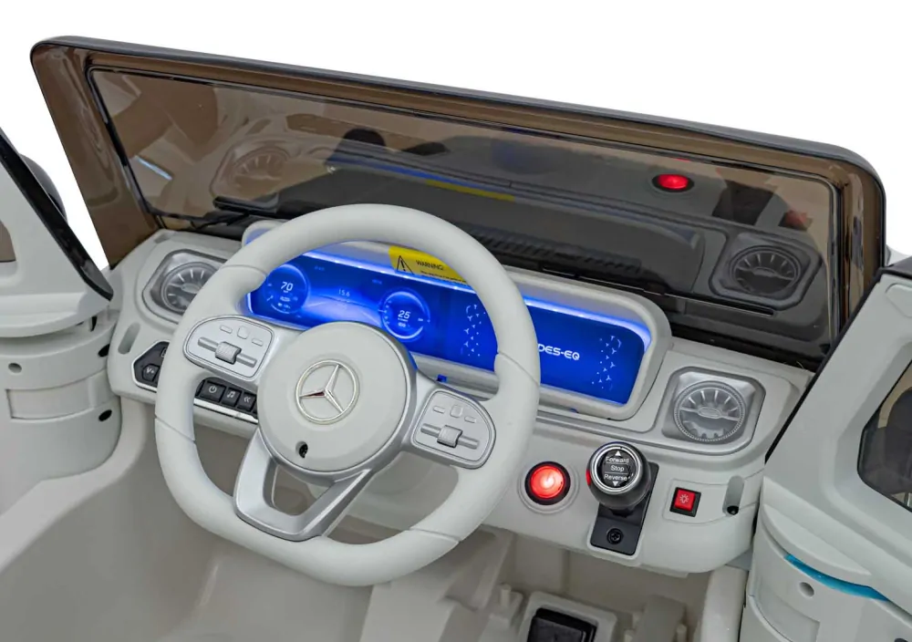 JOKO Elektrické Autíčko Mercedes Benz EQG 4x4, penové kolesá, kožené sedadlo, Prídavné LED svetlá, biele
