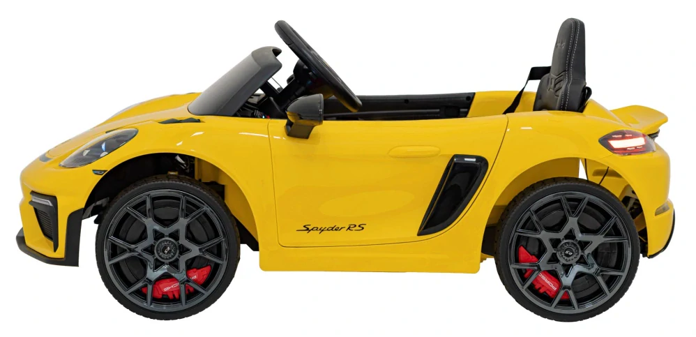 JOKO Elektrické autíčko Porsche 718, Displej MP4, Kožené sedadlo, penové kolesá, FM rádio, žlté